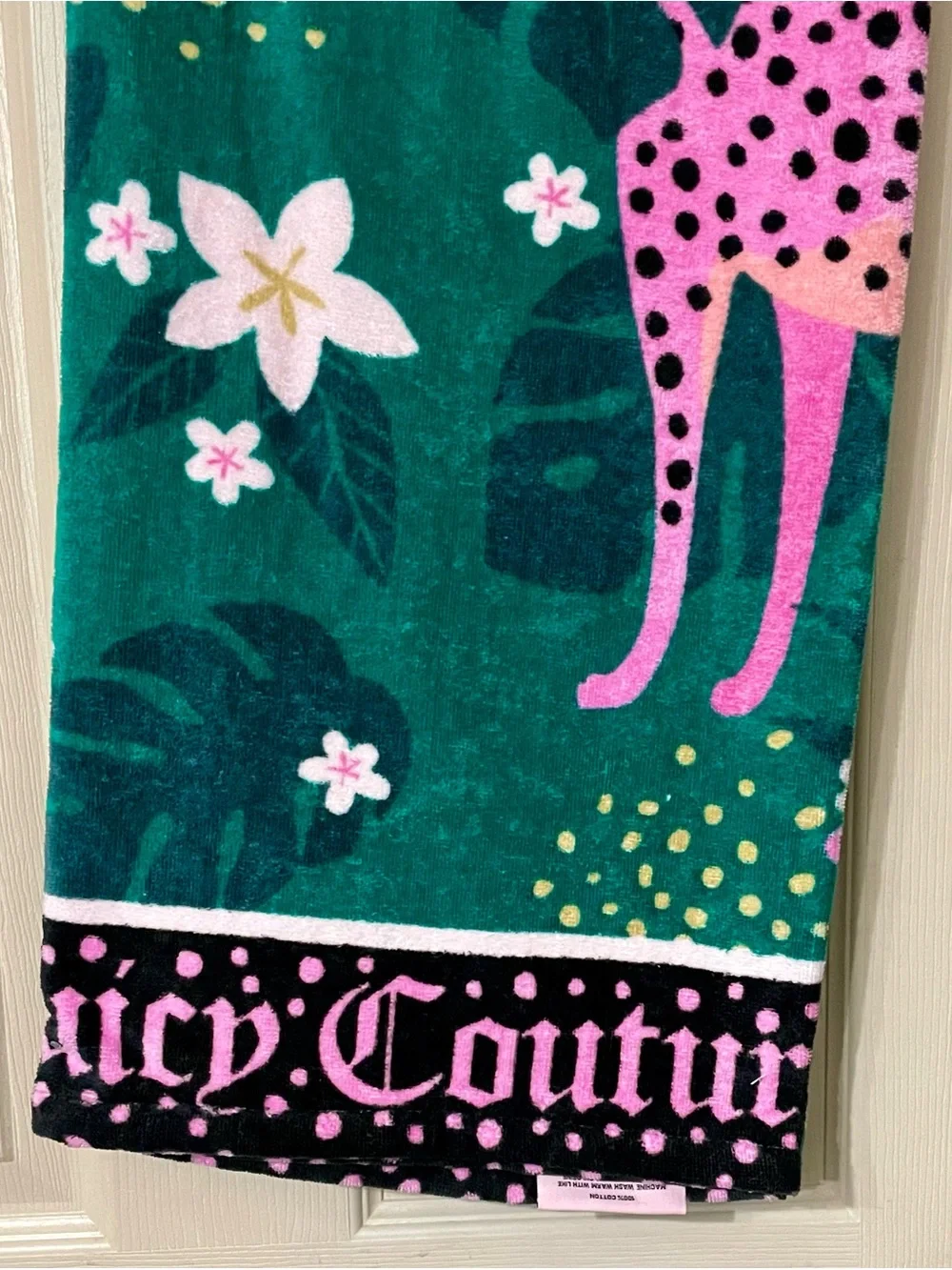 Juicy Couture Teal and Pink Leopard Beach Towel